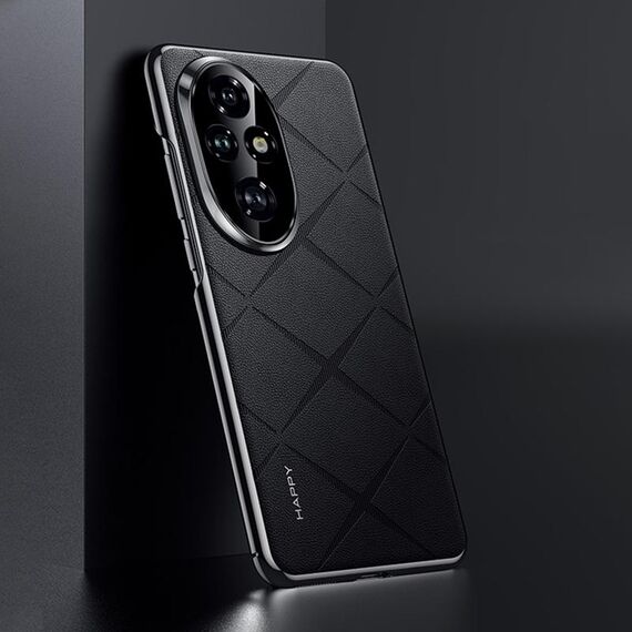 Custodia per telefono PC in pelle tinta unita per Honor 200 Pro (nera)
