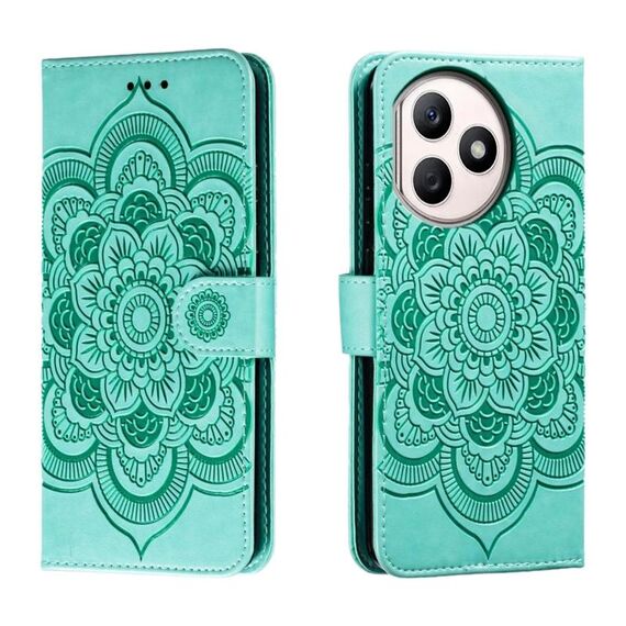 Per Honor X50i+ Custodia in pelle con motivo a rilievo Sun Mandala (verde)