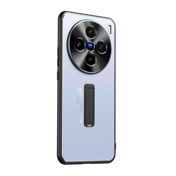 Per vivo X100s Custodia per telefono con supporto in TPU ibrido in metallo satinato (blu)