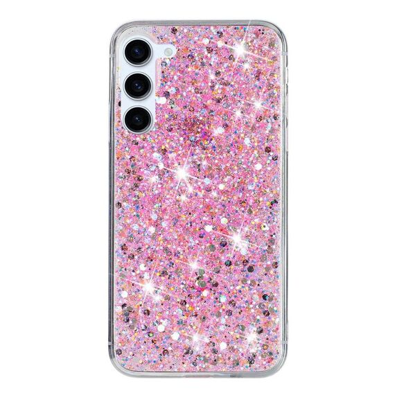 Custodia per telefono in TPU con polvere glitterata e cornice trasparente per Samsung Galaxy S24 5G (rosa)