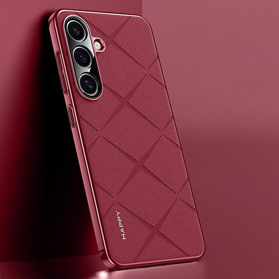 Per Samsung Galaxy S24 5G Custodia per telefono in pelle liscia per PC (rosso vino)