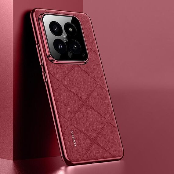 Per Xiaomi 14 Custodia per telefono in pelle liscia per PC (rosso vino)