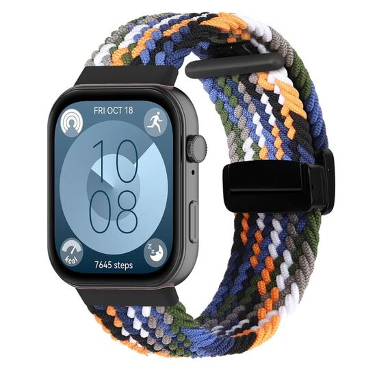 Per Huawei Watch Fit3 cinturino intrecciato con fibbia pieghevole magnetica (colore denim)