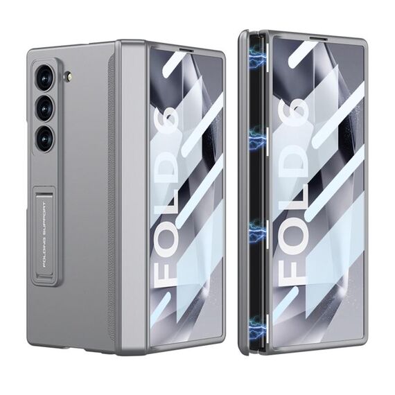 Custodia per telefono pieghevole magnetica integrata GKK per Samsung Galaxy Z Fold6 (grigio titanio)