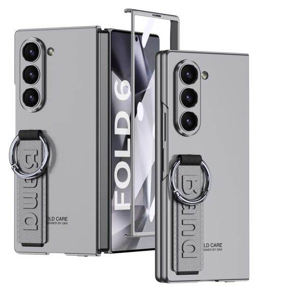 Per Samsung Galaxy Z Fold6 GKK Custodia per telefono con anello per cinturino da polso laterale con foro accurato integrato (grigio)