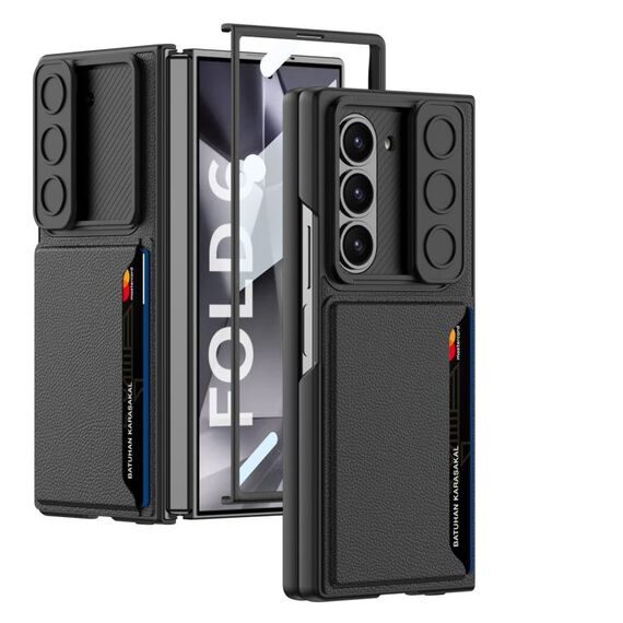 Per Samsung Galaxy Z Fold6 GKK Custodia per telefono con slot per scheda con finestra scorrevole ultrasottile integrata (nero)