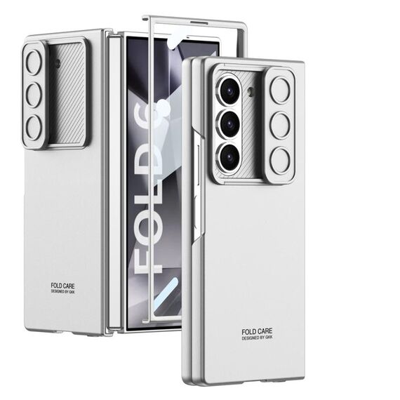 Per Samsung Galaxy Z Fold6 GKK Custodia per telefono con finestra scorrevole ultrasottile integrata (Argento)