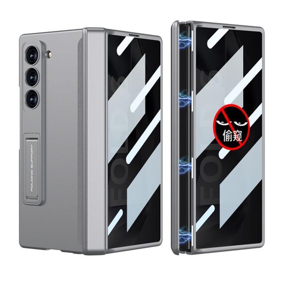 Per Samsung Galaxy Z Fold6 GKK Custodia per cellulare con chiusura magnetica integrata Anti Peep a copertura totale (Grigio)