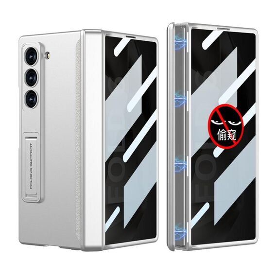 Per Samsung Galaxy Z Fold6 GKK Custodia per cellulare con chiusura magnetica integrata Anti Peep a copertura totale (Argento)