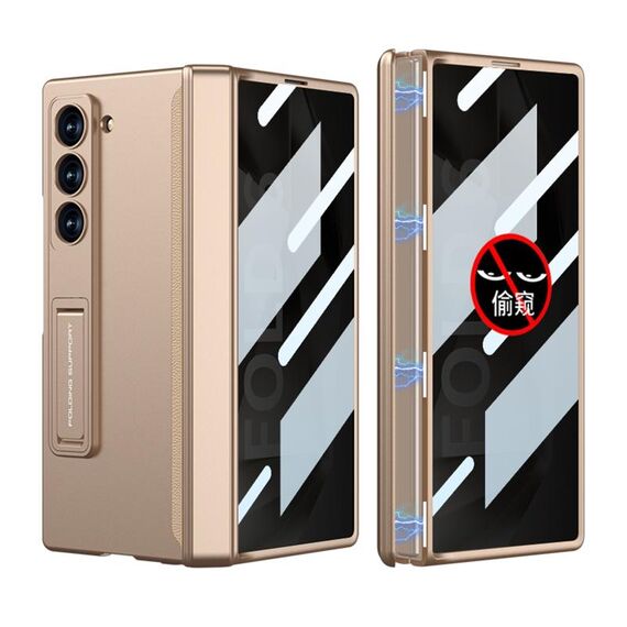 Per Samsung Galaxy Z Fold6 GKK Custodia per telefono con chiusura magnetica integrata Anti Peep a copertura totale (Oro)