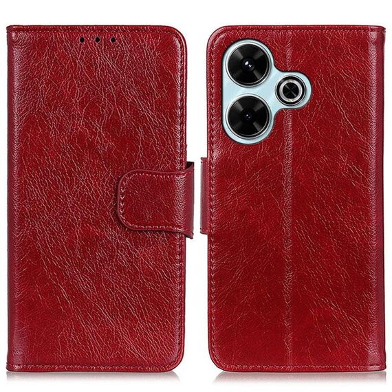 Per Xiaomi Redmi 13 4G Custodia per cellulare in pelle con texture Nappa orizzontale (Rosso)