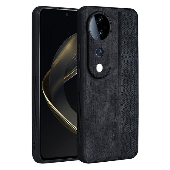 Custodia per telefono con sensazione di pelle in rilievo AZNS 3D per vivo S19 Pro (nera)