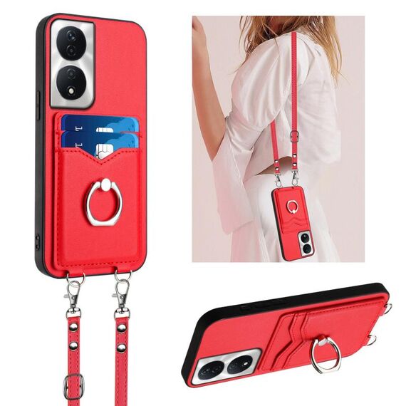 Per Honor X7b / Play 8T 5G R20 Custodia per cellulare con anello in corda a tracolla (rosso)