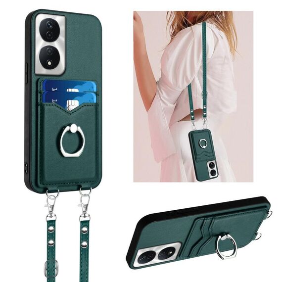 Per Honor X7b / Play 8T 5G R20 Custodia per cellulare con anello in corda a tracolla (verde)