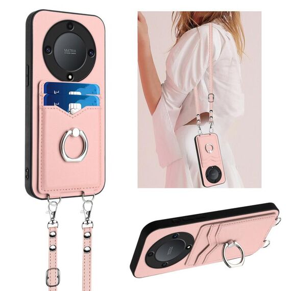 Per Honor X9a / Magic5 Lite R20 Custodia per cellulare con anello in corda a tracolla (rosa)