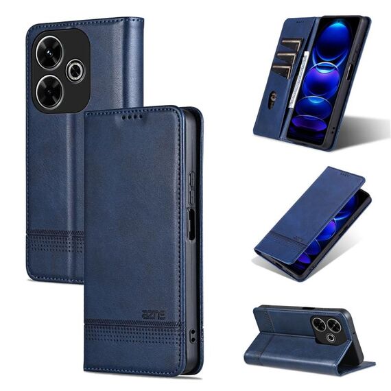Per Xiaomi Redmi 13 4G Global AZNS Custodia magnetica in pelle di vitello con vibrazione (blu scuro)