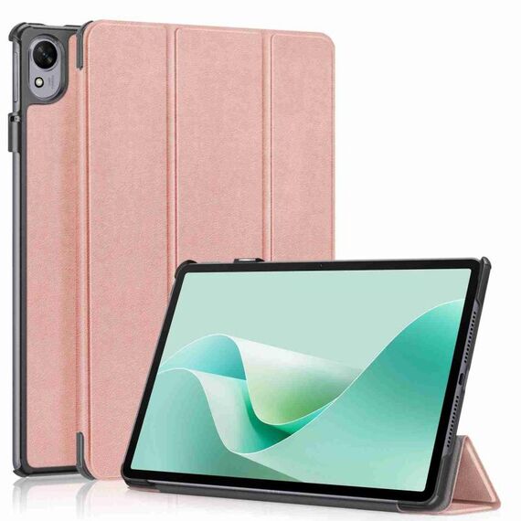 Per Huawei MatePad 11.5S Custer Texture 3-Fold Holder Smart Leather Tablet Case (oro rosa)