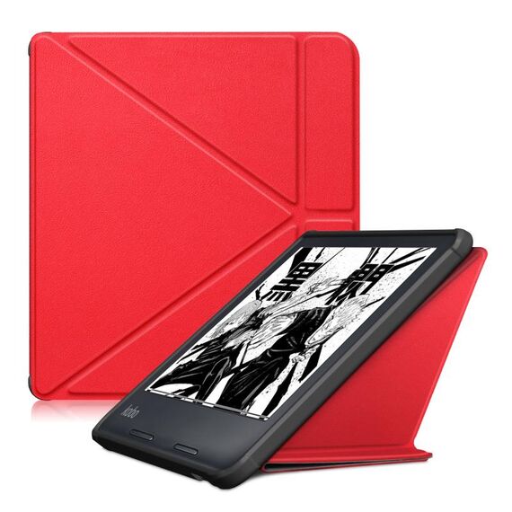 Per Kobo Libra Color 2024 Custodia smart tablet in pelle TPU con deformazione del colore solido (rosso)
