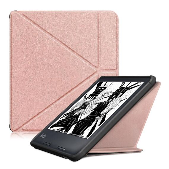 Per Kobo Libra Color 2024 Custodia smart tablet in pelle TPU con deformazione del colore solido (oro rosa)