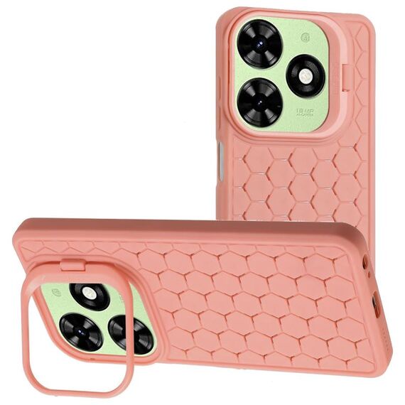 Custodia per telefono in TPU con supporto per obiettivo radiante a nido d'ape Infinix Hot 40i (rosa)