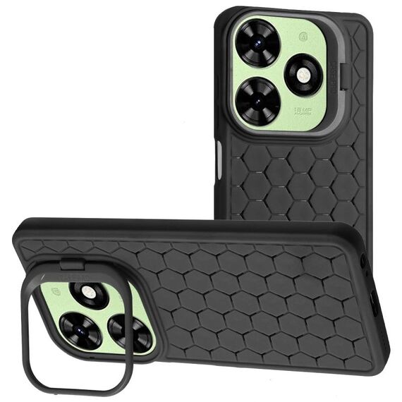 Per Infinix Smart 8 Custodia per telefono in TPU con supporto per lenti radianti a nido d'ape (nera)