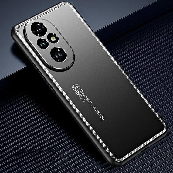 Custodia per telefono in metallo satinato per Honor 200 (nera)