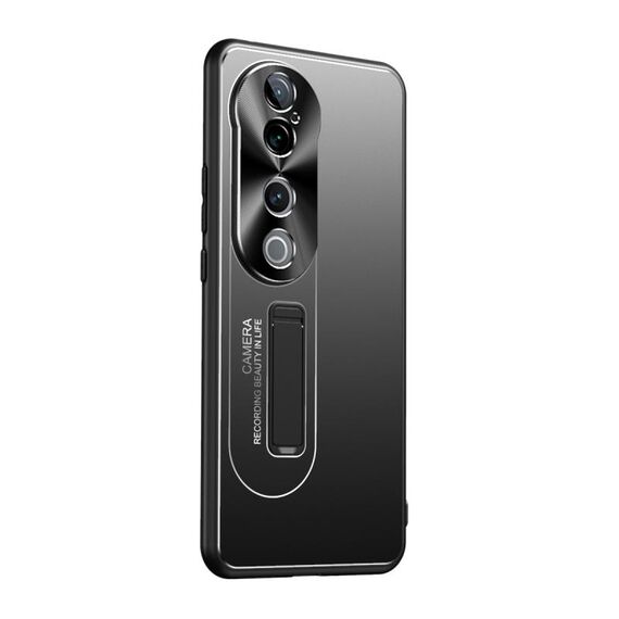 Custodia per telefono con supporto in TPU ibrido in metallo satinato per vivo S19 Pro (nera)