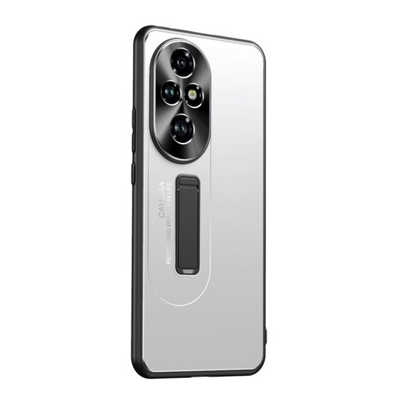 Custodia per telefono con supporto in TPU ibrido in metallo satinato per Honor 200 (argento)