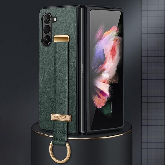 Custodia per telefono antiurto SULADA PC + texture in pelle per Samsung Galaxy Z Fold6 (verde)