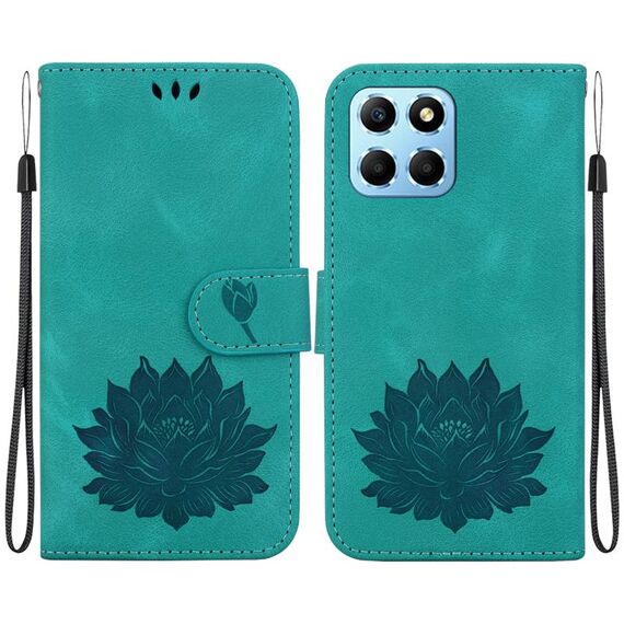 Per Honor X8 5G Custodia per telefono in pelle goffrata Lotus (verde)