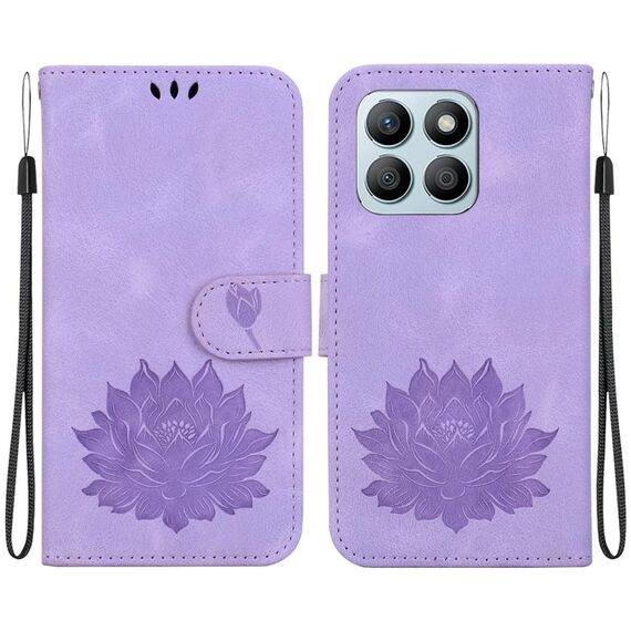 Custodia per telefono in pelle goffrata For Honor X8b Lotus (viola)