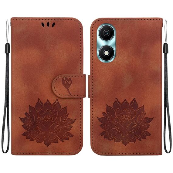 Custodia per telefono in pelle goffrata Lotus per Honor X5 Plus / Play 40C (marrone)