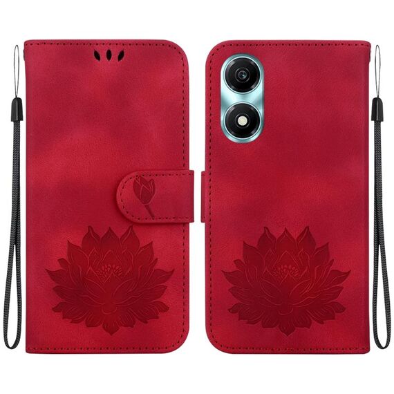 Custodia per telefono in pelle goffrata Lotus per Honor X5 Plus / Play 40C (rossa)