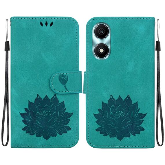 Custodia per telefono in pelle goffrata Lotus per Honor X5 Plus / Play 40C (verde)