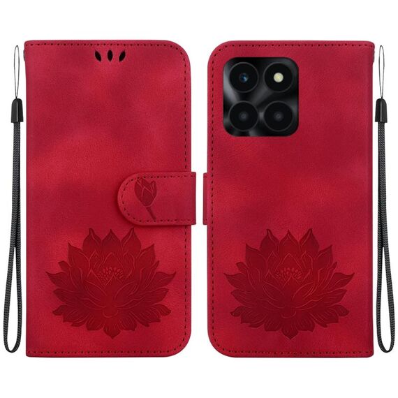 Custodia per telefono in pelle goffrata Lotus per Honor X6a (rosso)