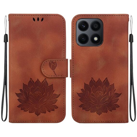 Custodia per telefono in pelle goffrata Lotus per Honor X8a (marrone)