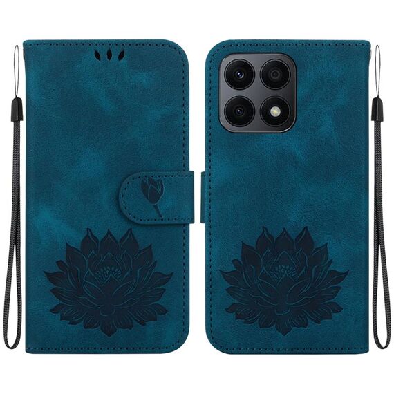 Custodia per telefono in pelle goffrata Lotus per Honor X8a (blu scuro)