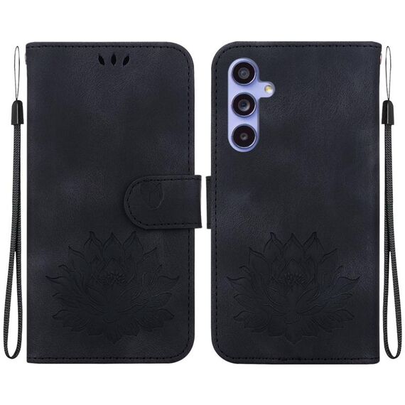 Custodia per telefono in pelle goffrata Lotus Galaxy S23 FE 5G (nera)