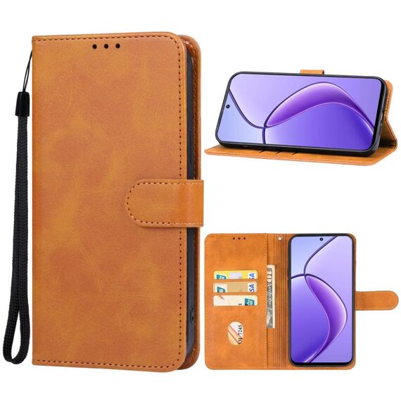 Per la custodia in pelle Realme 12 4G (marrone)