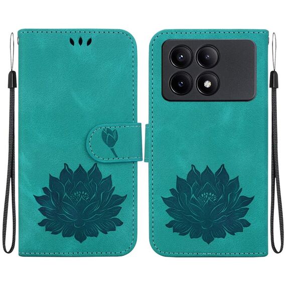 Custodia per telefono in pelle goffrata Xiaomi Redmi K70E Lotus (verde)