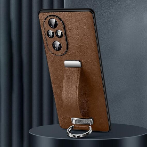 Custodia per telefono antiurto per Honor 200 SULADA PC + texture in pelle Skin Feel (marrone)