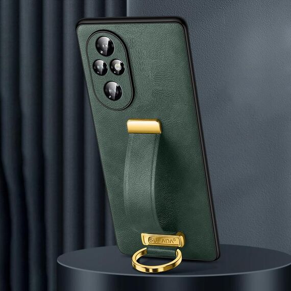 Custodia per telefono antiurto per Honor 200 SULADA PC + texture in pelle Skin Feel (verde)