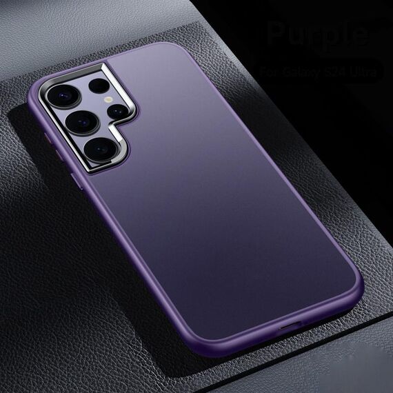 Per Samsung Galaxy S24 Ultra 5G 5G SULADA Custodia per telefono antiurto opaca effetto pelle (viola)
