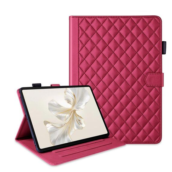 Custodia per tablet in pelle con reticolo romboidale per Honor Pad 9 (rossa)