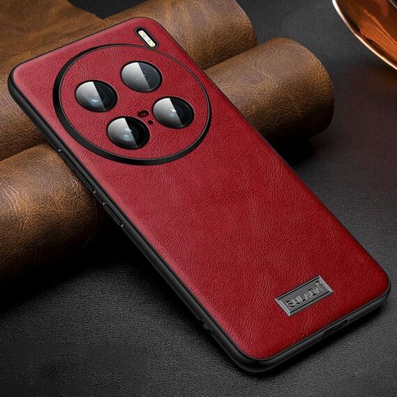 Per vivo X100 Ultra SULADA TPU antiurto + custodia per telefono in pelle fatta a mano (rosso)