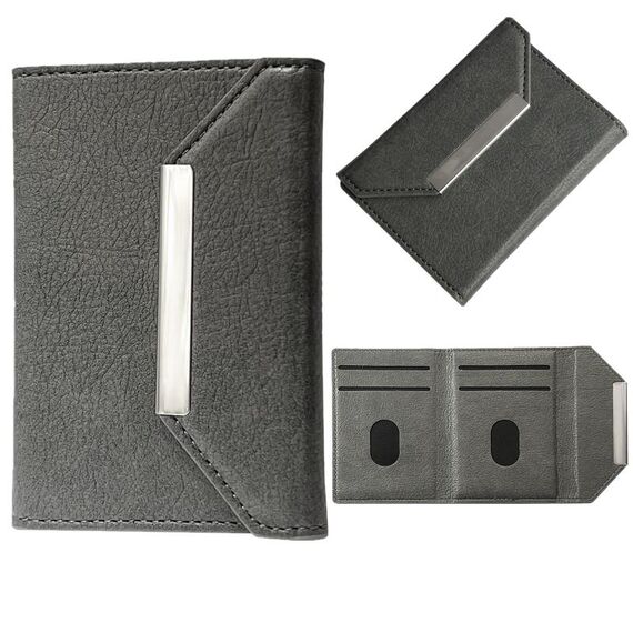 Porta carte con fibbia in metallo tinta unita (grigio)