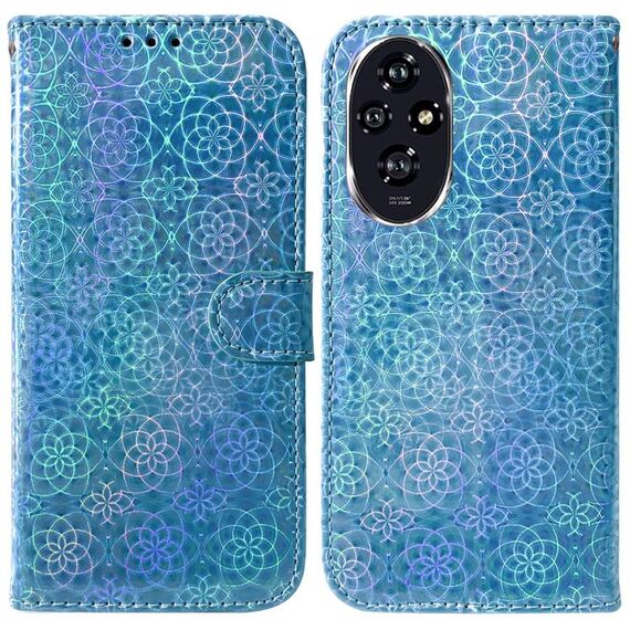 Custodia per cellulare in pelle colorata con fibbia magnetica per Honor 200 5G (blu)