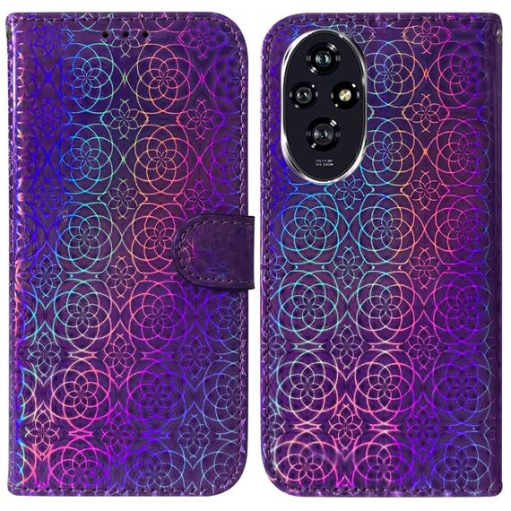 Per Honor 200 5G Custodia per telefono in pelle con fibbia magnetica colorata (viola)