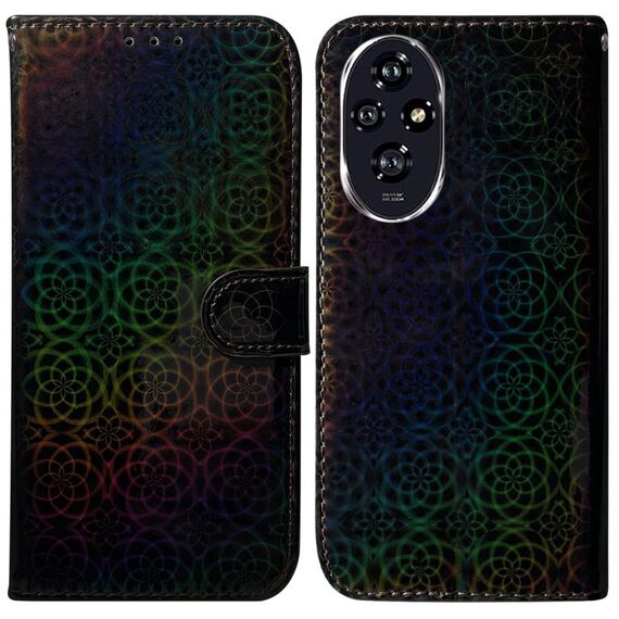 Custodia per cellulare in pelle colorata con fibbia magnetica per Honor 200 5G (nera)