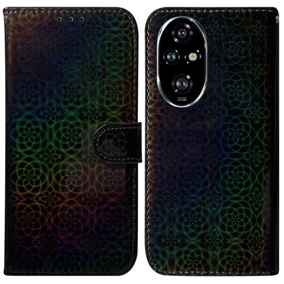 Per Honor 200 Pro 5G Custodia per telefono in pelle con fibbia magnetica colorata (nero)